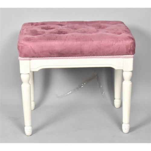 640 - A Modern White Painted Buttoned Upholstered Rectangular Dressing Table Stool, 53cm Wide