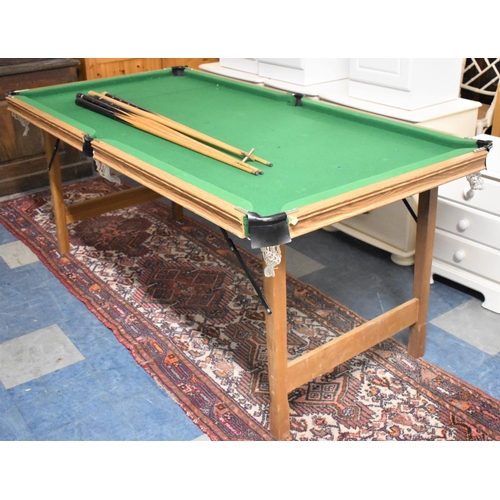 650 - A Quarter Sized Snooker Table with Folding Legs Together with Accessories, No Balls, 189x98cm