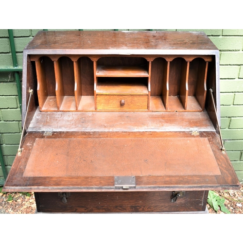 670 - A Mid 20th Century Fall Front Bureau with Two Base Drawers, 73cm wide