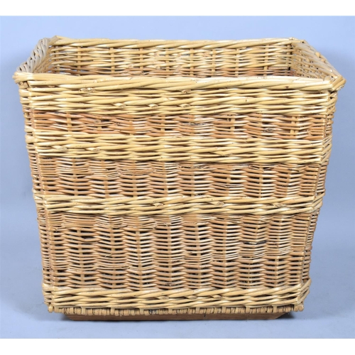 671 - A Modern Welsh Wicker Laundry Basket, 69cm x 52cm x 60cm high