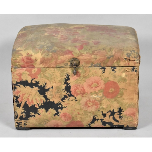 674 - An Upholstered Dome Topped Sewing Box or Slipper Box with Hinged Lid, 43cm wide