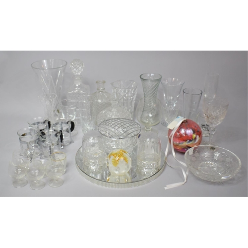 683 - A Collection of Various Moulded and Cut Glass to Include Drinking Glasses, Decanter, Rose Bowl etc