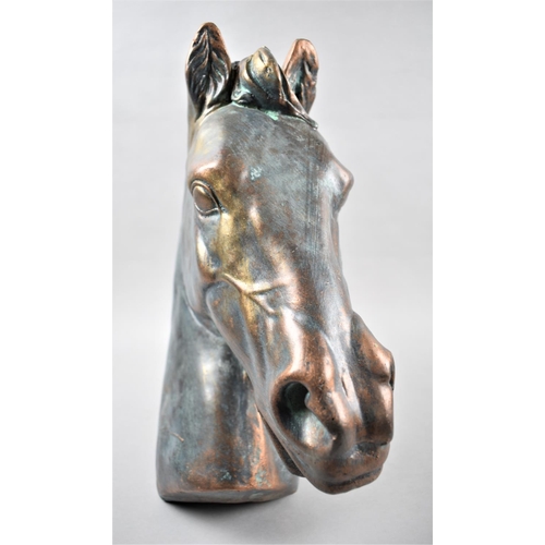 69 - A Heavy Cast Bronze Effect Study of a Horses Head, 38cm high