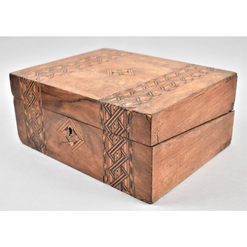 7 - A Late 19th Century Banded Inlaid Writing Box with Pen Store and Ink Bottle Recess, Also Vintage Oak... 