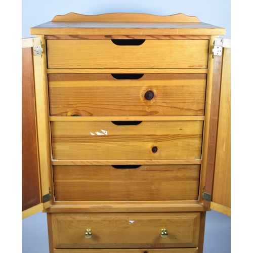 157 - A Modern Pine Side Cabinet with Two Base Drawers and Panelled Doors to Four Inner Drawers, 77cm Wide