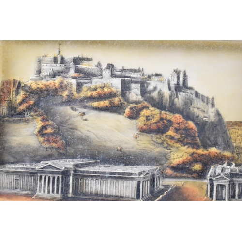 161 - An Osborne Ivorex Plaque, Edinburgh Castle and National Gallery, 27.5x17.5cm