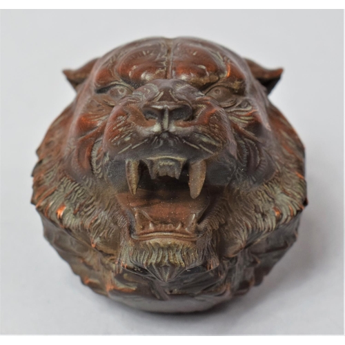 256 - A Finely Carved Hardwood Netsuke In the Form of a Snarling Tigers Head. Approx. 5cm Tall.