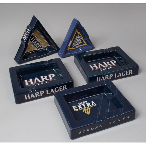 316 - A Collection of Five Harp Lager Advertising Ashtrays