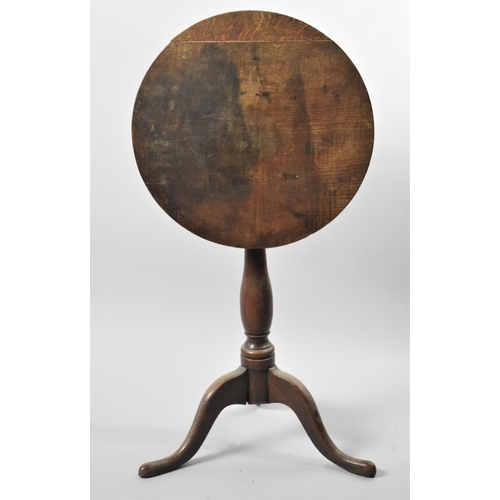 62 - A 19th Century Circular Topped Oak Tripod Wine Table with Snap Top, 45cm Diameter