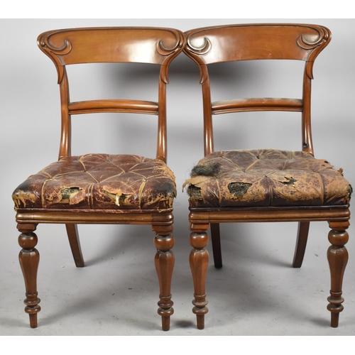 625 - A Pair of Late Victorian Mahogany Framed Dining Chairs