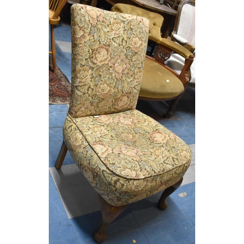 635 - A Mid 20th Century Tapestry Upholstered Nursing Chair on Short Cabriole Supports