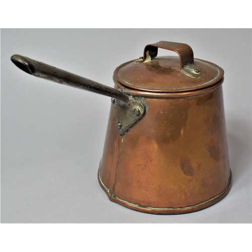 76 - A Brass Lidded Cooking Pan with Pourer and Lid, 16cm Diameter