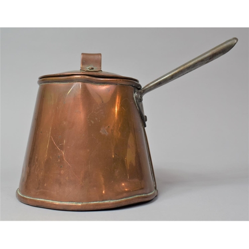 76 - A Brass Lidded Cooking Pan with Pourer and Lid, 16cm Diameter