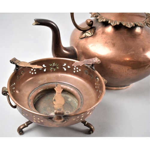 77 - A Late 19th/Early 20th Century Copper Spirit Kettle with Glass Handle and Finial, The Lid Inscribed ... 