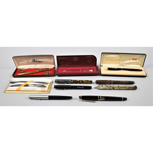 123 - A Collection of Various Vintage Fountain Pens, Ballpoints and Propelling Pencils