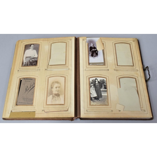 43 - A Late 19th Century Tooled Leather Photo Album Containing Some Family Photographs, Spine and Interna... 