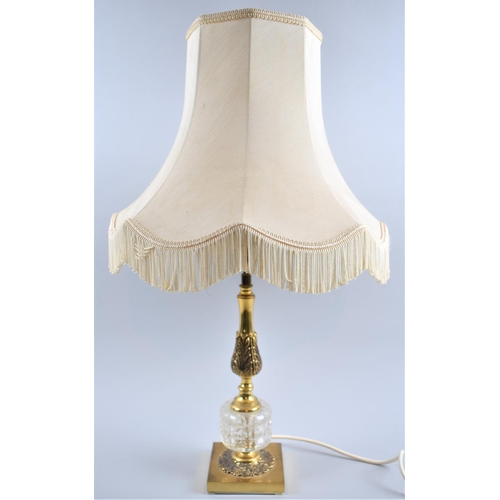 67 - A Brass Table Lamp and Shade, 60cm high