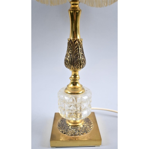 67 - A Brass Table Lamp and Shade, 60cm high