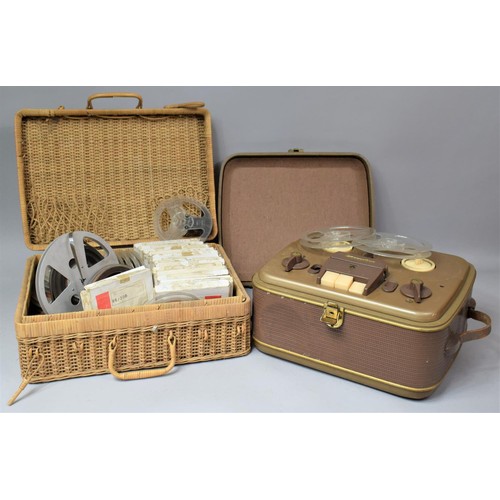 578 - A Vintage Grundig TK5 Reel-Reel Tape Recorder with Wicker Basket Containing Audio Tapes