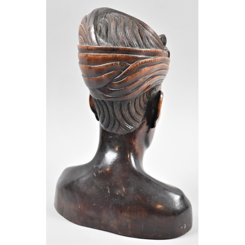 113 - A Carved Wooden Bust of a Thai Gentleman, 30cm High