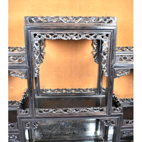 115 - An Interesting Early 20th Century Chinoiserie Black Lacquered Floor Standing Open Display Stand with... 