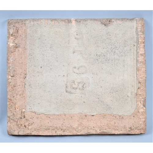 117 - A Glazed Terracotta Tile Depicting Seated Persian Warrior Prince with Bodyguard, Impressed No.5P959 ... 