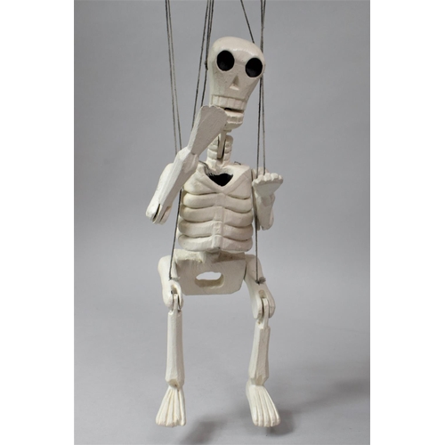 201 - A Vintage Carved Wooden Puppet of a Skeleton, 43cm High