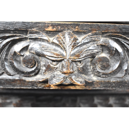 211 - A Late 19th Century Carved Hall Stick Stand, with Bobbin Front Supports, Raised Centre Glove Drawer,... 