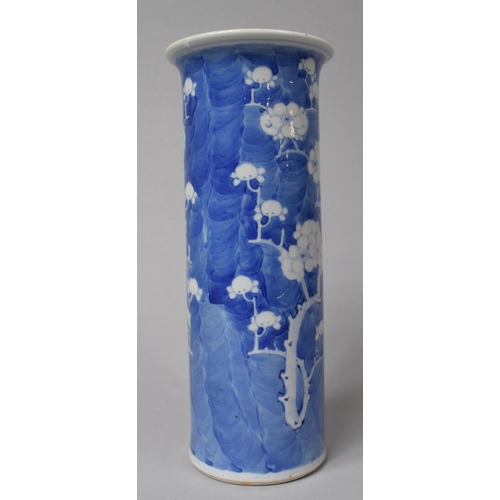 240 - A 18/19th Century Chinese Blue and White Prunus Pattern Sleeve Vase, Four Character Mark for Kangxi ... 