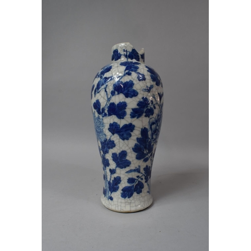 249 - A Chinese Nanking Crackle Glazed Blue and White Vase of Baluster Form, Decorated with Birds Amongst ... 