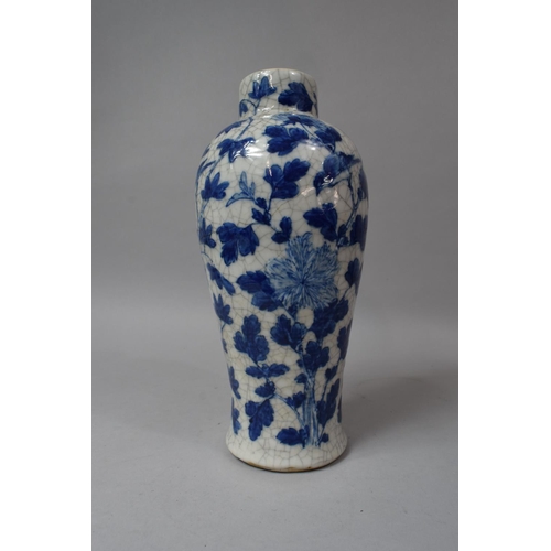 249 - A Chinese Nanking Crackle Glazed Blue and White Vase of Baluster Form, Decorated with Birds Amongst ... 