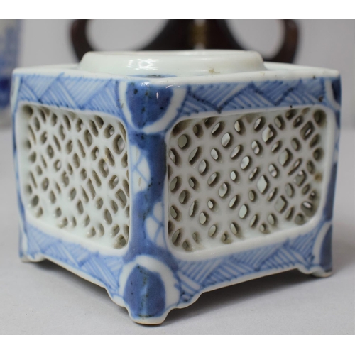 256 - A Collection of Oriental Blue and White Porcelain to Include Early 20th Century Pierced Censer Pot o... 