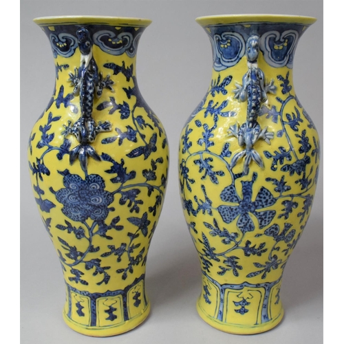 285 - A Pair of 18th/19th Century Chinese Vases Painted in Under Glaze Blue with Floral Sprays with Over G... 