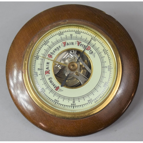 32 - A Small Edwardian Circular Aneroid Barometer, 13cm Diameter