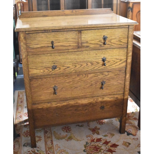 523 - An Edwardian Galleried Bedroom Chest of Two Short and Three Long Drawers, Some Missing Handles, 92cm... 