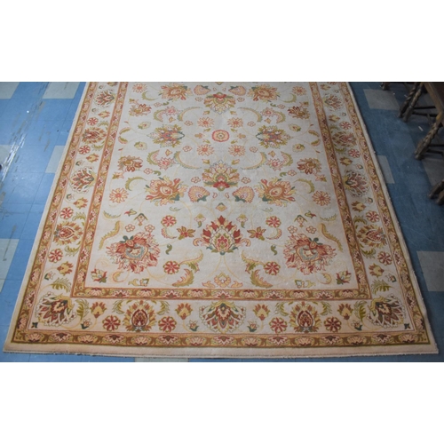 530 - A Machine Woven Wool Pile Carpet Square, Mohatta, Made in Moldova, 355x252cm