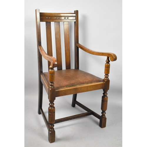 535 - An Edwardian Oak Framed Armchair