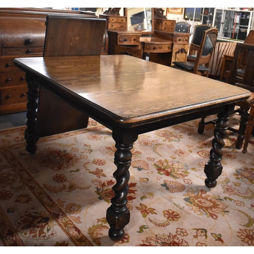 538 - A Late Victorian/Edwardian Oak Extending Dining Table on Barley Twist Supports, with One Leaf, No Wi... 