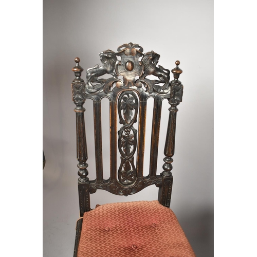 540 - A Pair of Late 19th Century Gothic Revival Carved Back Hall Side Chairs