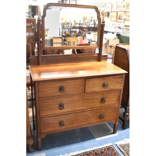 546 - An Edwardian Mahogany Dressing Chest Having Two Short and Two Long Drawers, 99cm wide