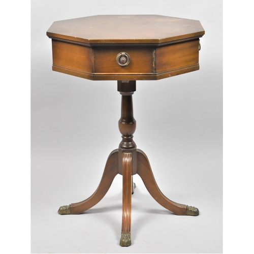 556 - A Mid/Late 20th Century Octagonal Mahogany Drum Table with Two Drawers and Central Storage Compartme... 