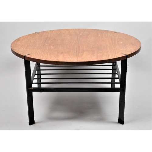 557 - A Vintage Circular Topped Metal Framed Coffee Table, 68cm diameter