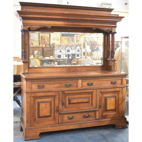 567 - A Large and Impressive Late Victorian/Edwardian Mirror backed Sideboard, the Base with Two Short Dra... 