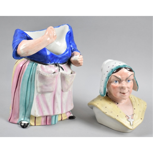 73 - A Novelty Ceramic Figural Lidded Box in the Form of Lady Taking Snuff, Head Has Been Glued, 31cm hig... 