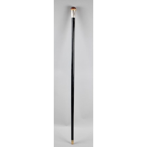 77 - An Edwardian Tortoiseshell and Silver Topped Lacquered Ebony Walking Cane, London 1927, 90cm Long