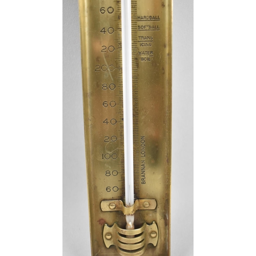 82 - A Vintage Brass Cook's Thermometer by Brannan of London, 38cm Long