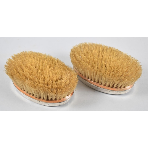 412 - A Pair of Silver Mounted Gents Hair Brushes with Monogrammed and Engine Turned Decoration, Each 11.5... 