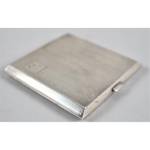 416 - A Silver Powder Compact with Engine Turned Decoration, 7cms Square