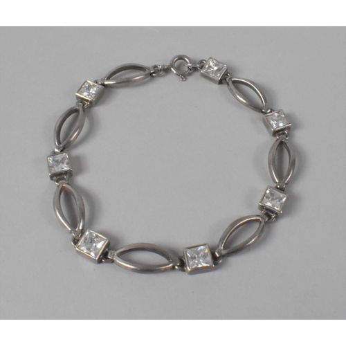 427 - A Silver Bracelet Stamped 925 with Bright Cut Stones, 19cms Long