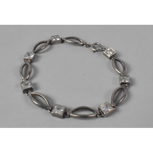 427 - A Silver Bracelet Stamped 925 with Bright Cut Stones, 19cms Long